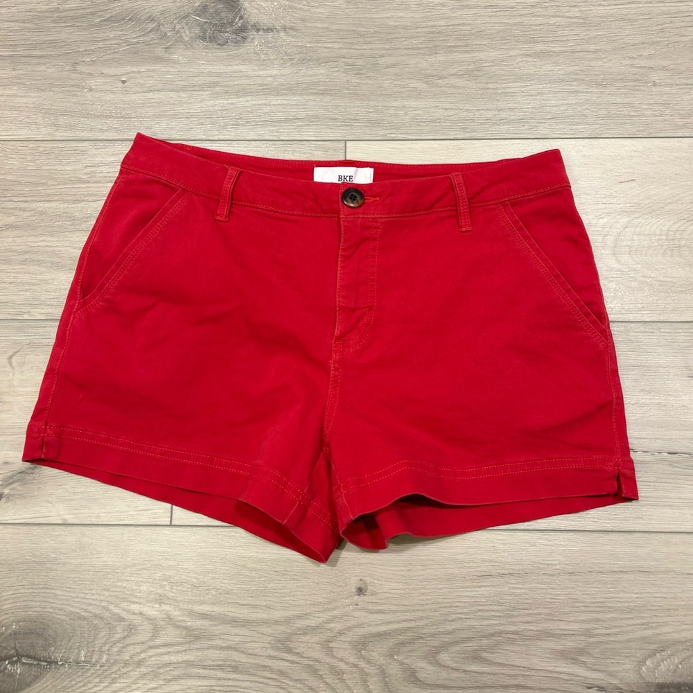 BKE Women’s Mid-rise Poppy Red Shortie Shorts Resort-wear Vacation Summer sz 29